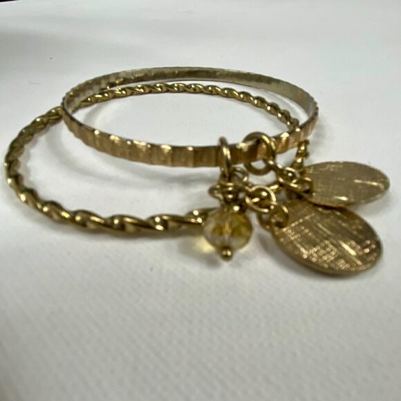 Vintage Gold Bangle Bracelets with Charms - Picture 10 of 10